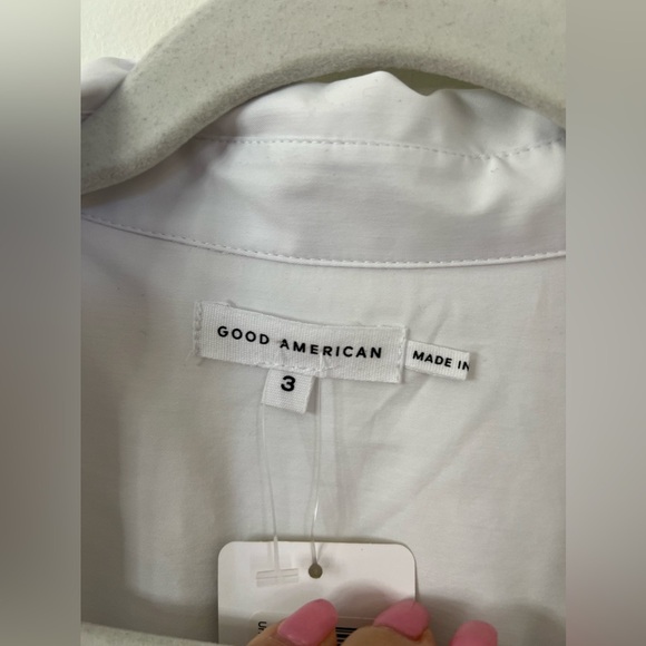 Good American White Button Down Unisex Shirt NWT large - Picture 5 of 8